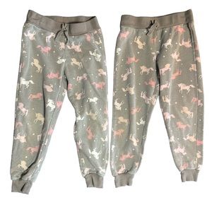 Set of 2 size 5/6 gray pink unicorn sweatpants, girls, unisex love republic